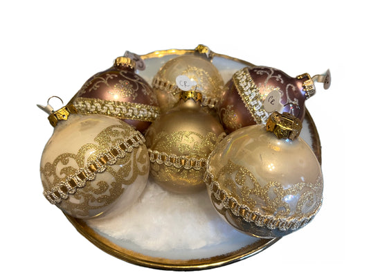 Vintage Glass Ornaments with Ribbon